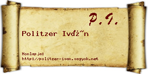 Politzer Iván névjegykártya